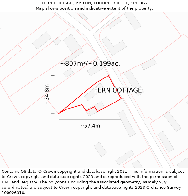 FERN COTTAGE, MARTIN, FORDINGBRIDGE, SP6 3LA: Plot and title map