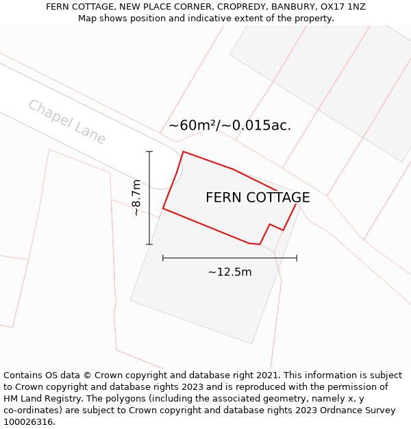 FERN COTTAGE, NEW PLACE CORNER, CROPREDY, BANBURY, OX17 1NZ: Plot and title map