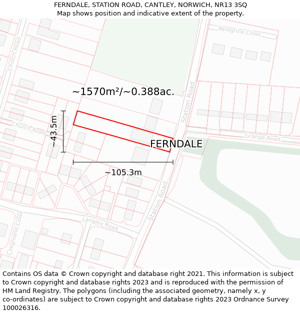 FERNDALE, STATION ROAD, CANTLEY, NORWICH, NR13 3SQ: Plot and title map