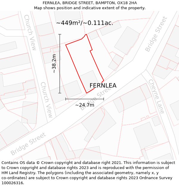 FERNLEA, BRIDGE STREET, BAMPTON, OX18 2HA: Plot and title map
