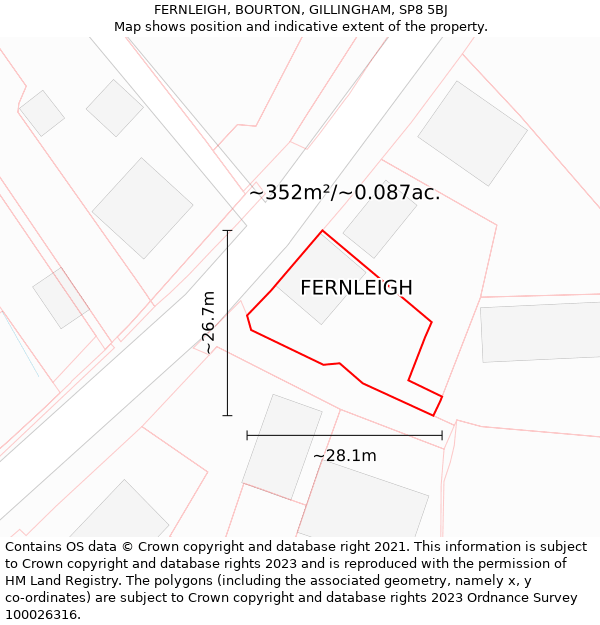 FERNLEIGH, BOURTON, GILLINGHAM, SP8 5BJ: Plot and title map