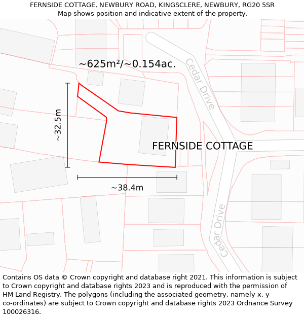 FERNSIDE COTTAGE, NEWBURY ROAD, KINGSCLERE, NEWBURY, RG20 5SR: Plot and title map