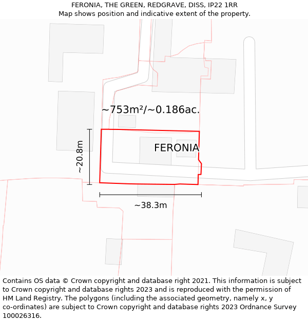 FERONIA, THE GREEN, REDGRAVE, DISS, IP22 1RR: Plot and title map