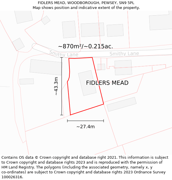 FIDLERS MEAD, WOODBOROUGH, PEWSEY, SN9 5PL: Plot and title map