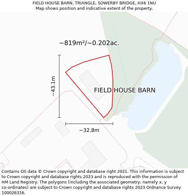 FIELD HOUSE BARN, TRIANGLE, SOWERBY BRIDGE, HX6 1NU: Plot and title map