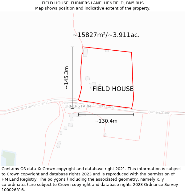 FIELD HOUSE, FURNERS LANE, HENFIELD, BN5 9HS: Plot and title map