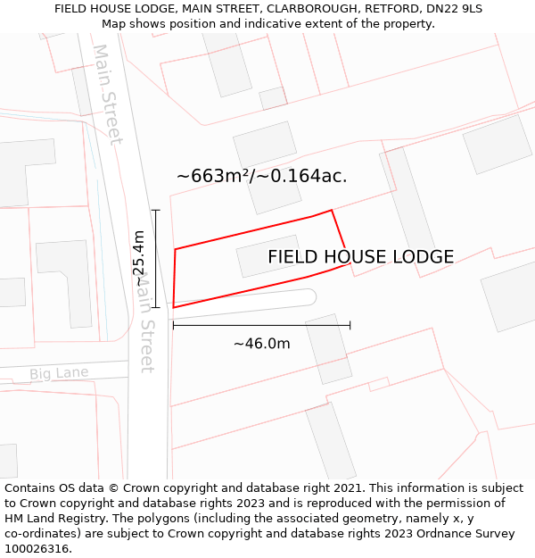 FIELD HOUSE LODGE, MAIN STREET, CLARBOROUGH, RETFORD, DN22 9LS: Plot and title map