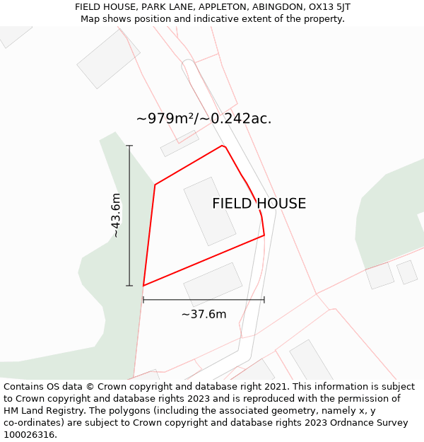 FIELD HOUSE, PARK LANE, APPLETON, ABINGDON, OX13 5JT: Plot and title map