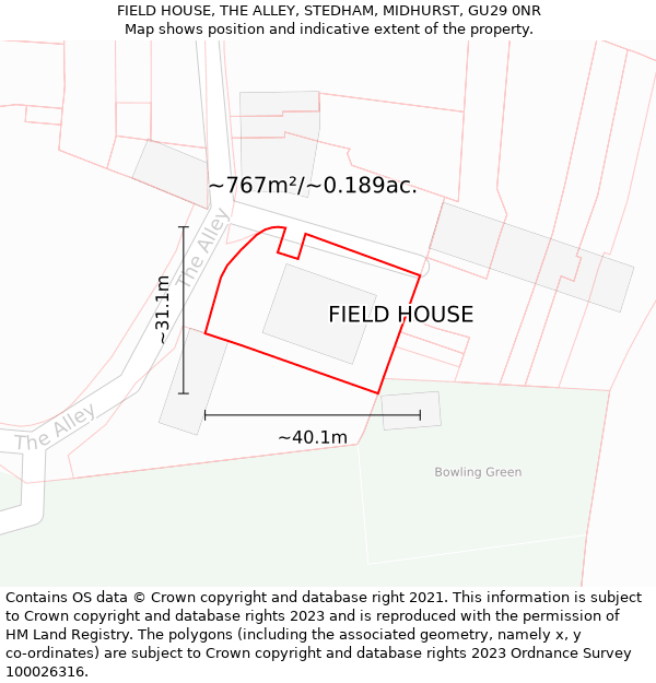 FIELD HOUSE, THE ALLEY, STEDHAM, MIDHURST, GU29 0NR: Plot and title map