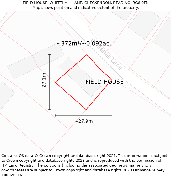 FIELD HOUSE, WHITEHALL LANE, CHECKENDON, READING, RG8 0TN: Plot and title map