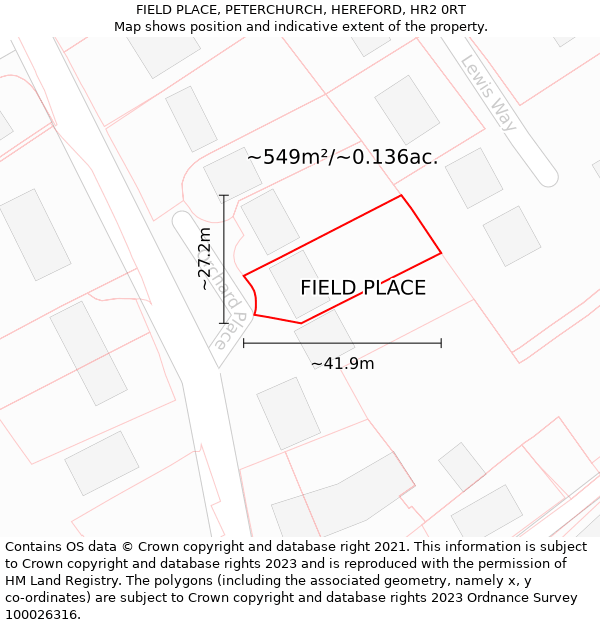 FIELD PLACE, PETERCHURCH, HEREFORD, HR2 0RT: Plot and title map
