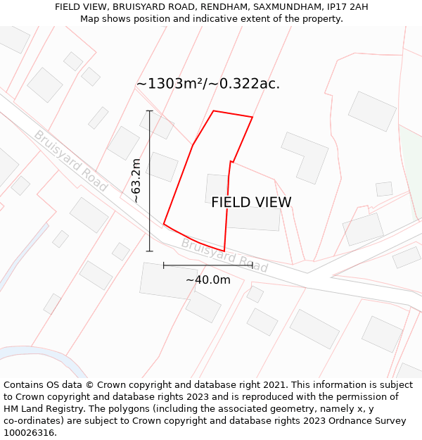 FIELD VIEW, BRUISYARD ROAD, RENDHAM, SAXMUNDHAM, IP17 2AH: Plot and title map