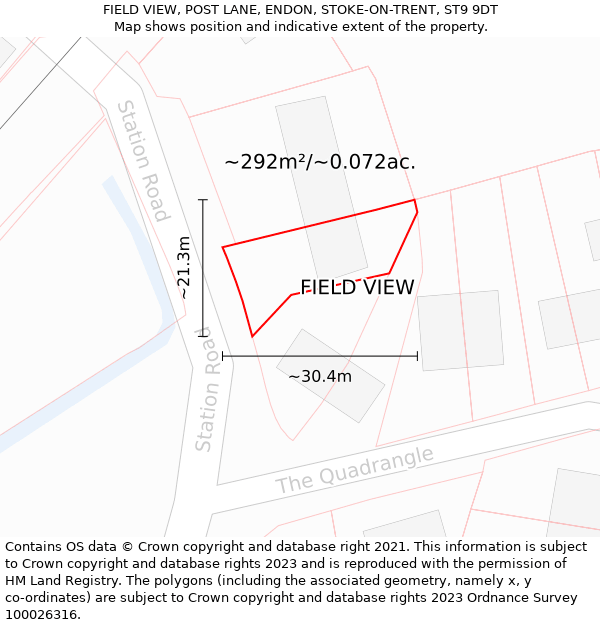 FIELD VIEW, POST LANE, ENDON, STOKE-ON-TRENT, ST9 9DT: Plot and title map