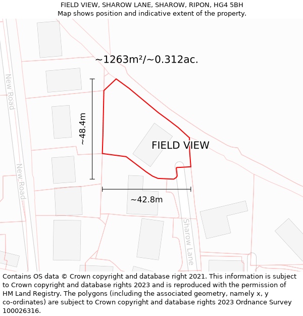 FIELD VIEW, SHAROW LANE, SHAROW, RIPON, HG4 5BH: Plot and title map