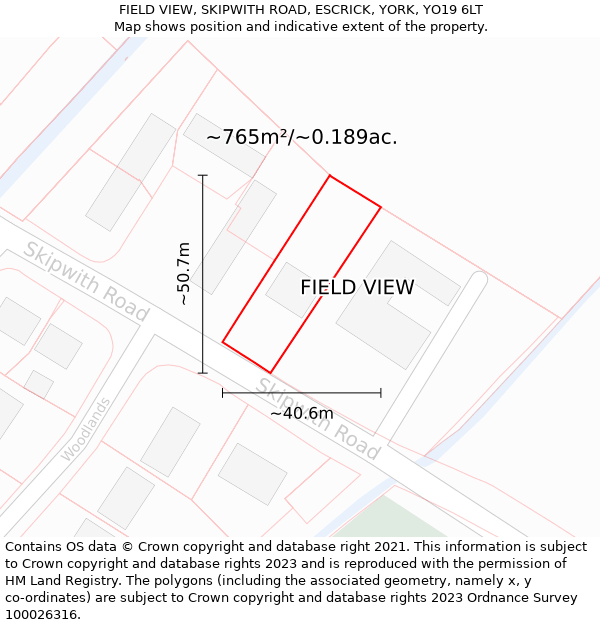 FIELD VIEW, SKIPWITH ROAD, ESCRICK, YORK, YO19 6LT: Plot and title map