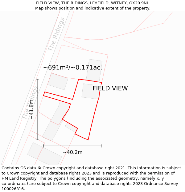 FIELD VIEW, THE RIDINGS, LEAFIELD, WITNEY, OX29 9NL: Plot and title map