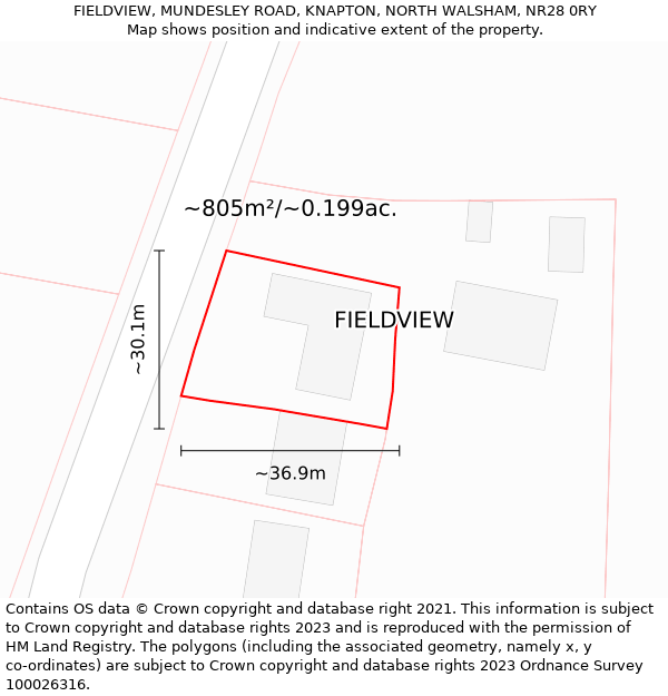 FIELDVIEW, MUNDESLEY ROAD, KNAPTON, NORTH WALSHAM, NR28 0RY: Plot and title map