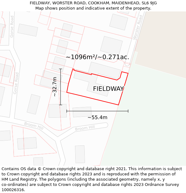 FIELDWAY, WORSTER ROAD, COOKHAM, MAIDENHEAD, SL6 9JG: Plot and title map