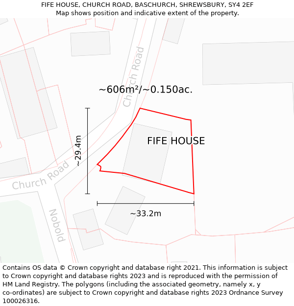 FIFE HOUSE, CHURCH ROAD, BASCHURCH, SHREWSBURY, SY4 2EF: Plot and title map