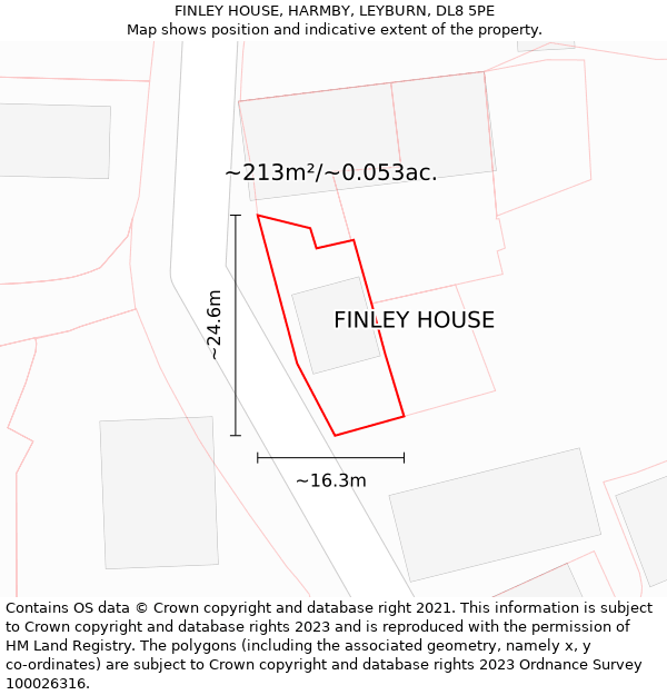 FINLEY HOUSE, HARMBY, LEYBURN, DL8 5PE: Plot and title map