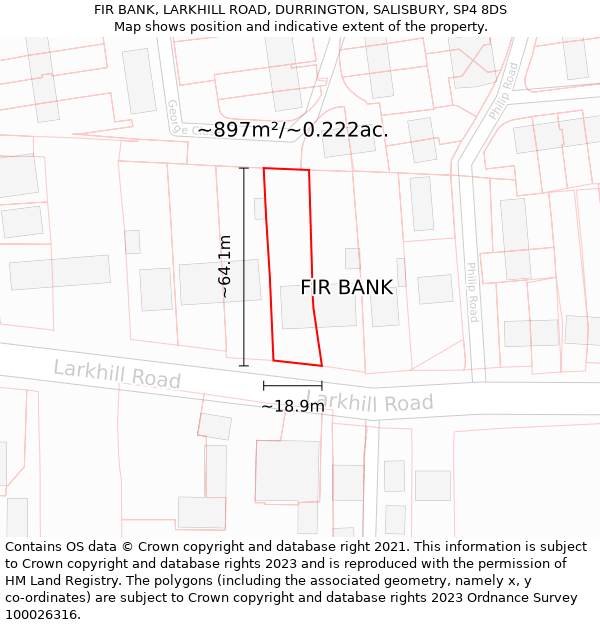 FIR BANK, LARKHILL ROAD, DURRINGTON, SALISBURY, SP4 8DS: Plot and title map