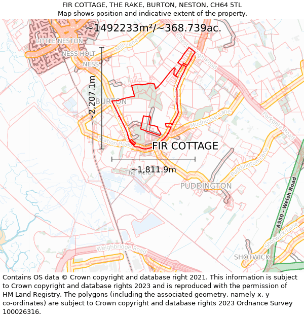 FIR COTTAGE, THE RAKE, BURTON, NESTON, CH64 5TL: Plot and title map