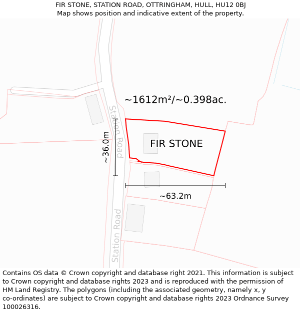 FIR STONE, STATION ROAD, OTTRINGHAM, HULL, HU12 0BJ: Plot and title map