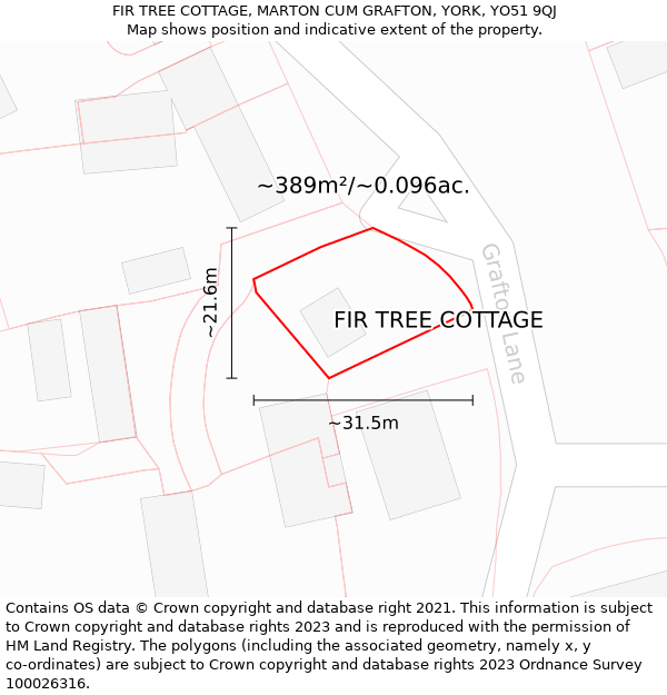 FIR TREE COTTAGE, MARTON CUM GRAFTON, YORK, YO51 9QJ: Plot and title map