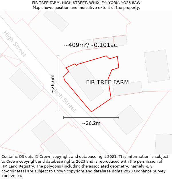 FIR TREE FARM, HIGH STREET, WHIXLEY, YORK, YO26 8AW: Plot and title map