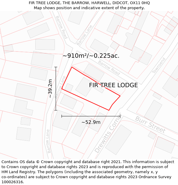 FIR TREE LODGE, THE BARROW, HARWELL, DIDCOT, OX11 0HQ: Plot and title map