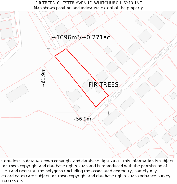 FIR TREES, CHESTER AVENUE, WHITCHURCH, SY13 1NE: Plot and title map