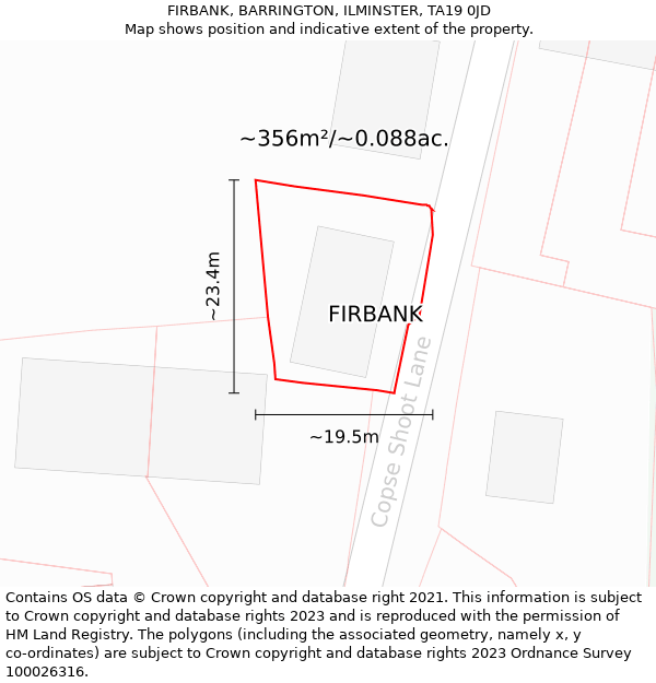 FIRBANK, BARRINGTON, ILMINSTER, TA19 0JD: Plot and title map