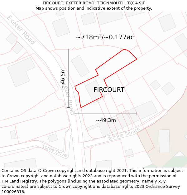 FIRCOURT, EXETER ROAD, TEIGNMOUTH, TQ14 9JF: Plot and title map
