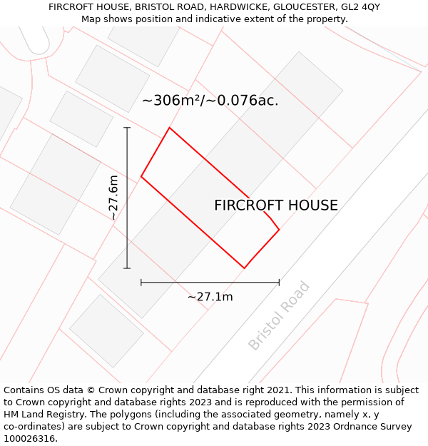 FIRCROFT HOUSE, BRISTOL ROAD, HARDWICKE, GLOUCESTER, GL2 4QY: Plot and title map