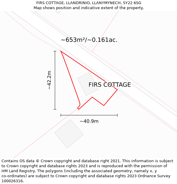 FIRS COTTAGE, LLANDRINIO, LLANYMYNECH, SY22 6SG: Plot and title map
