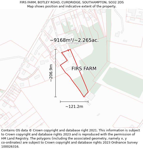 FIRS FARM, BOTLEY ROAD, CURDRIDGE, SOUTHAMPTON, SO32 2DS: Plot and title map