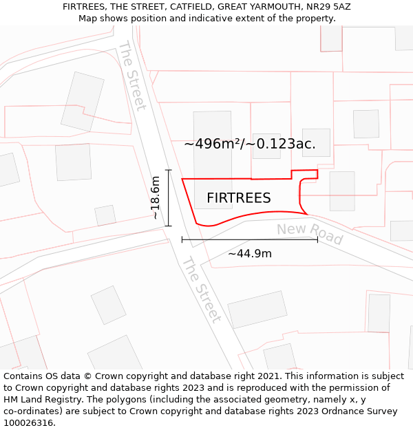 FIRTREES, THE STREET, CATFIELD, GREAT YARMOUTH, NR29 5AZ: Plot and title map