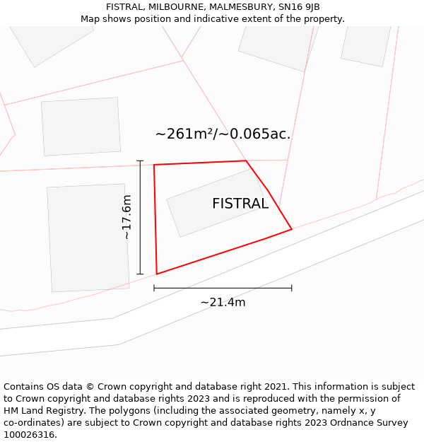 FISTRAL, MILBOURNE, MALMESBURY, SN16 9JB: Plot and title map