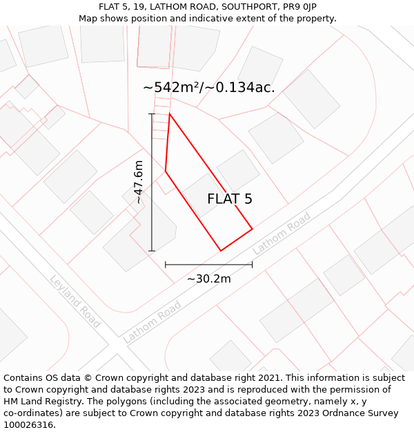 FLAT 5, 19, LATHOM ROAD, SOUTHPORT, PR9 0JP: Plot and title map