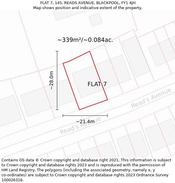 FLAT 7, 145, READS AVENUE, BLACKPOOL, FY1 4JH: Plot and title map