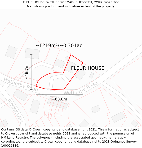 FLEUR HOUSE, WETHERBY ROAD, RUFFORTH, YORK, YO23 3QF: Plot and title map