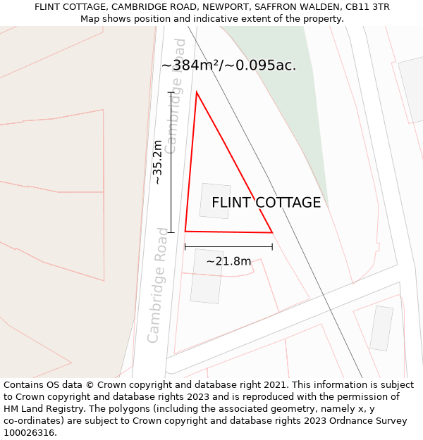 FLINT COTTAGE, CAMBRIDGE ROAD, NEWPORT, SAFFRON WALDEN, CB11 3TR: Plot and title map