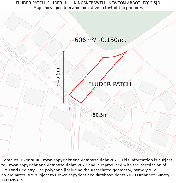FLUDER PATCH, FLUDER HILL, KINGSKERSWELL, NEWTON ABBOT, TQ12 5JD: Plot and title map