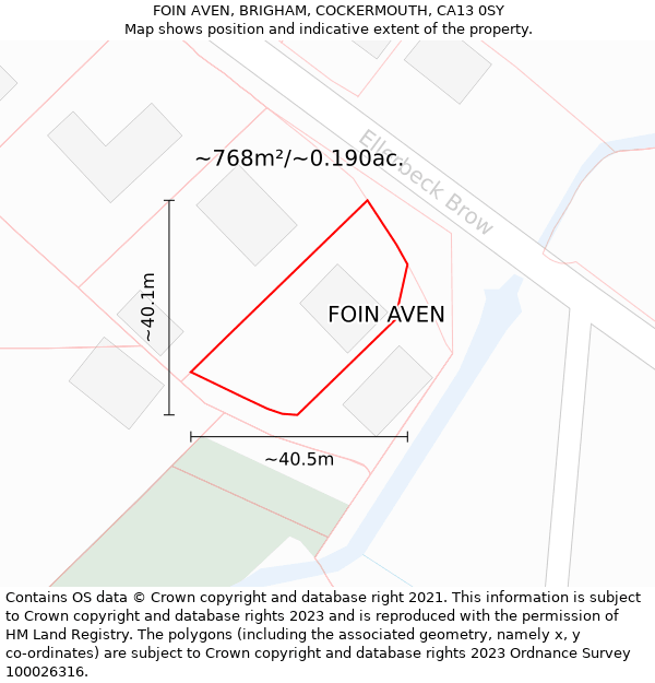 FOIN AVEN, BRIGHAM, COCKERMOUTH, CA13 0SY: Plot and title map