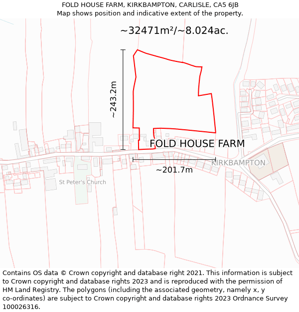 FOLD HOUSE FARM, KIRKBAMPTON, CARLISLE, CA5 6JB: Plot and title map