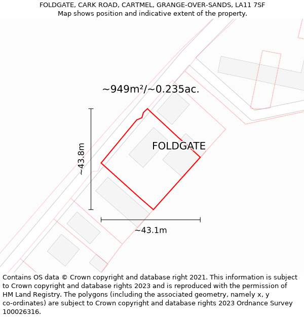 FOLDGATE, CARK ROAD, CARTMEL, GRANGE-OVER-SANDS, LA11 7SF: Plot and title map