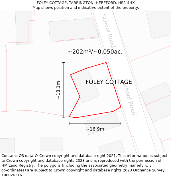 FOLEY COTTAGE, TARRINGTON, HEREFORD, HR1 4HX: Plot and title map