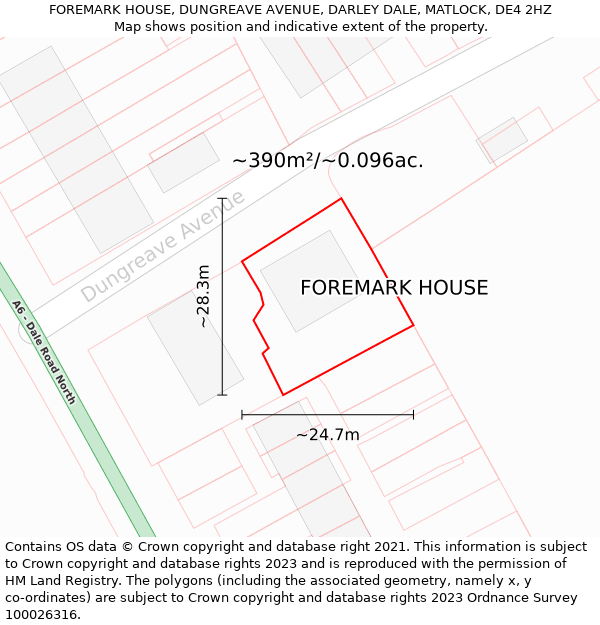 FOREMARK HOUSE, DUNGREAVE AVENUE, DARLEY DALE, MATLOCK, DE4 2HZ: Plot and title map