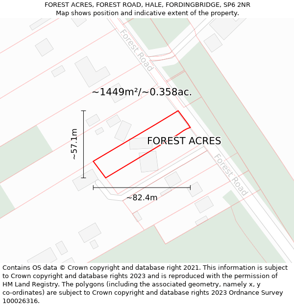 FOREST ACRES, FOREST ROAD, HALE, FORDINGBRIDGE, SP6 2NR: Plot and title map