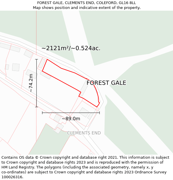 FOREST GALE, CLEMENTS END, COLEFORD, GL16 8LL: Plot and title map